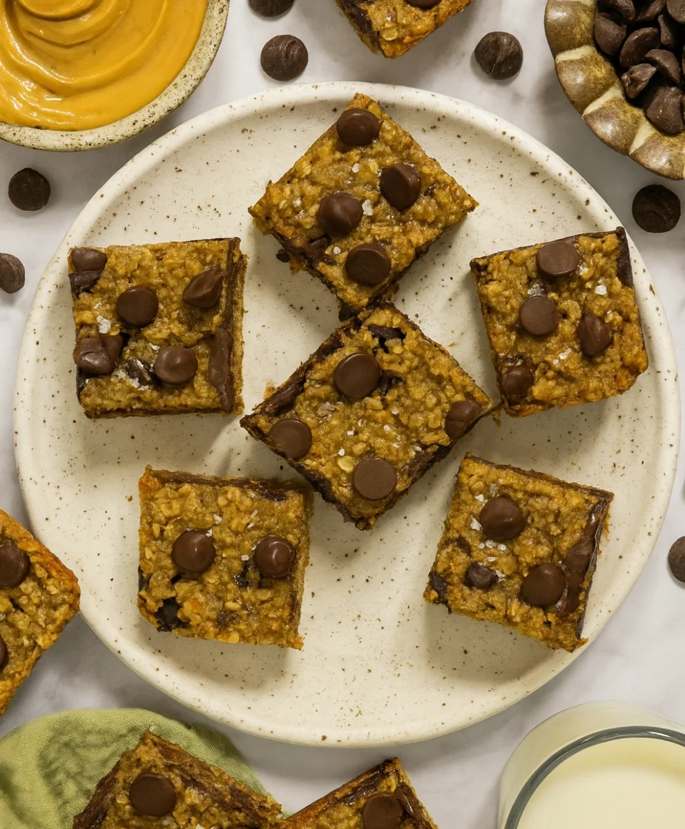 4 Ingredient Peanut Butter Banana Bars fresh from the oven