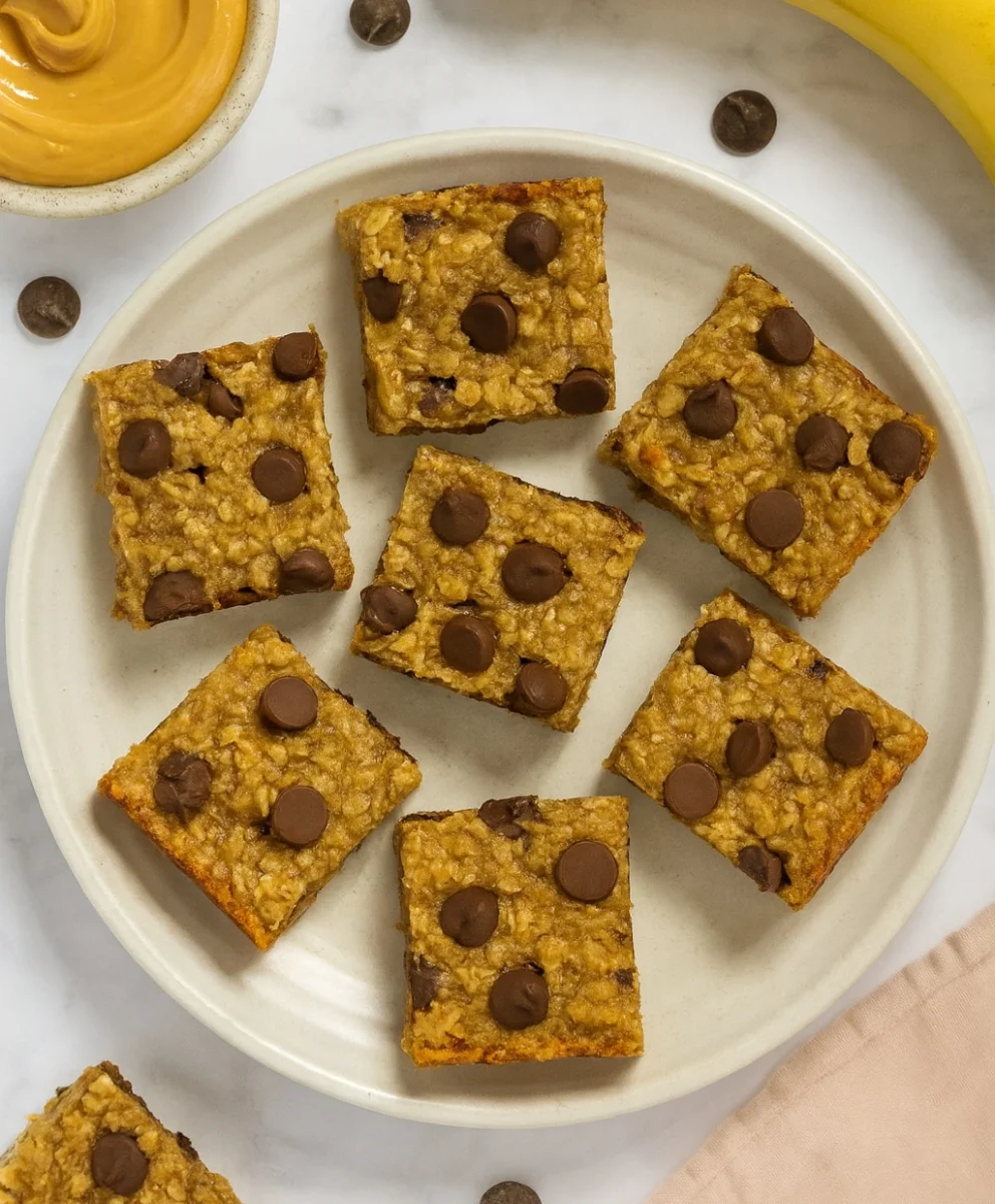 Easy Banana Bars with Peanut Butter and Oats
