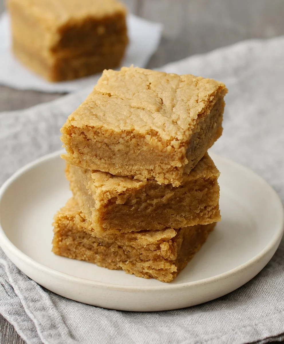 Freshly Baked Chewy Peanut Butter Blondies in an 8x8 Pan