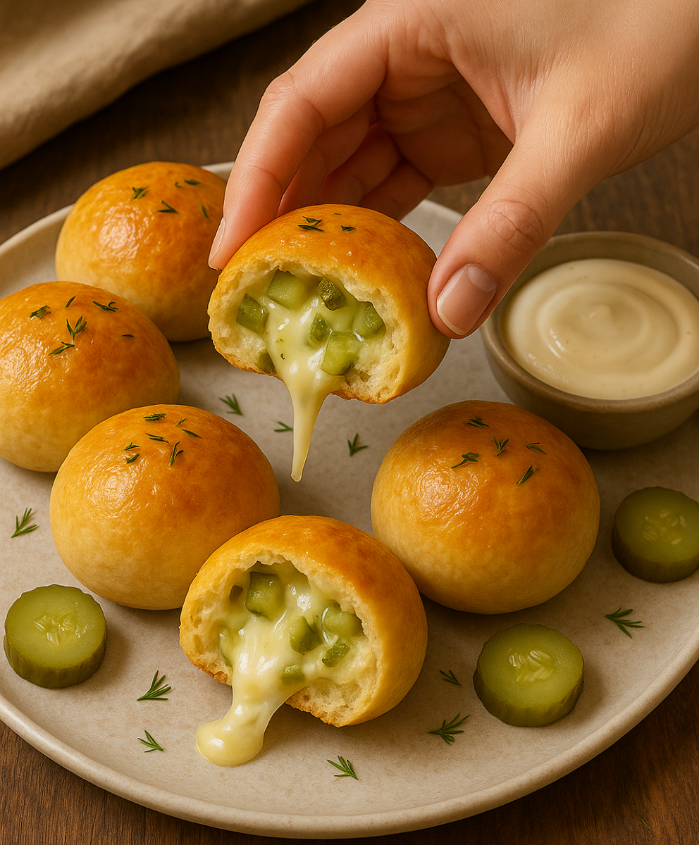 Delicious Pickle Pizza Balls served with dipping sauces