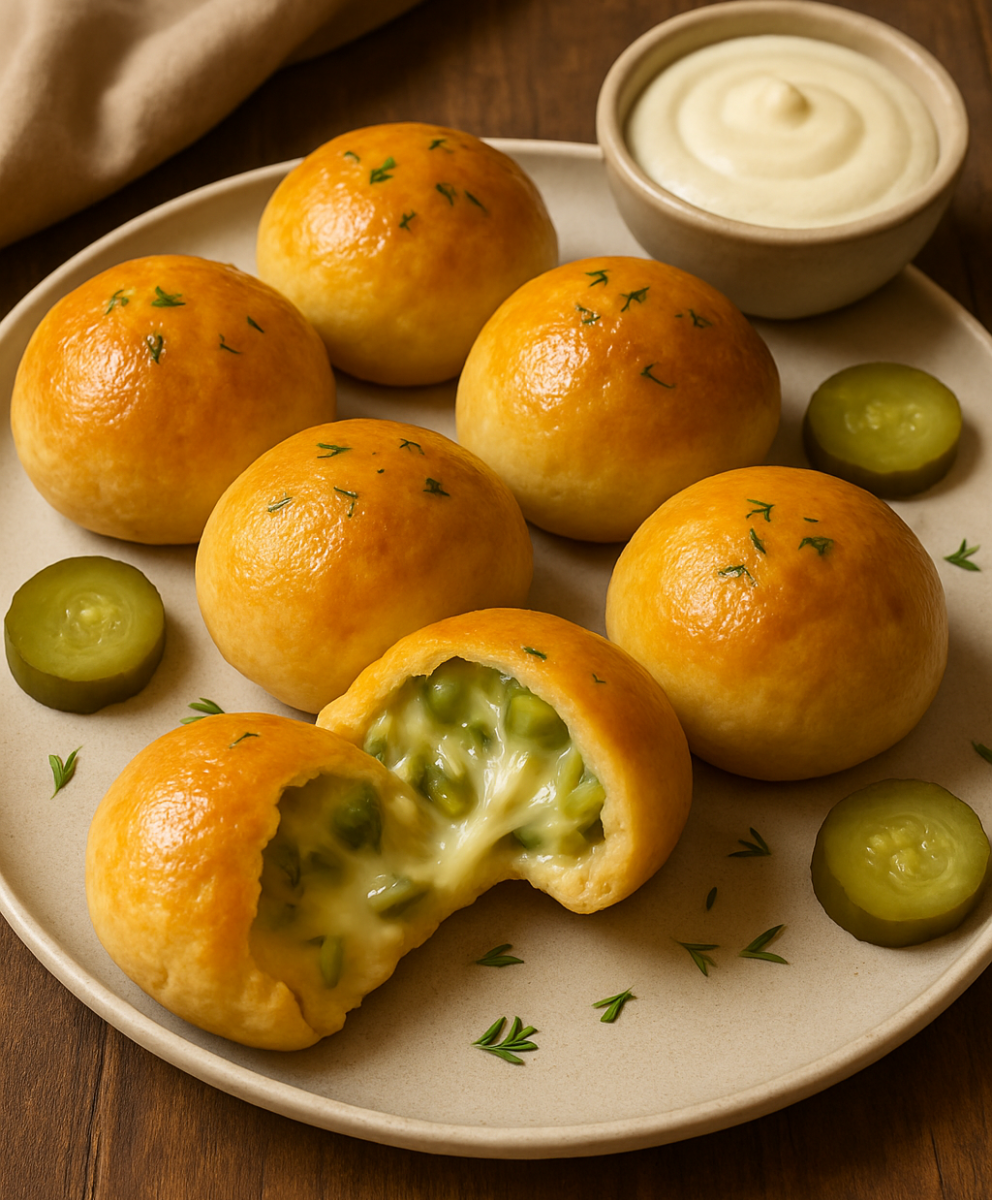 Homemade Pickle Stuffed Pizza Puffs for a game night snack
