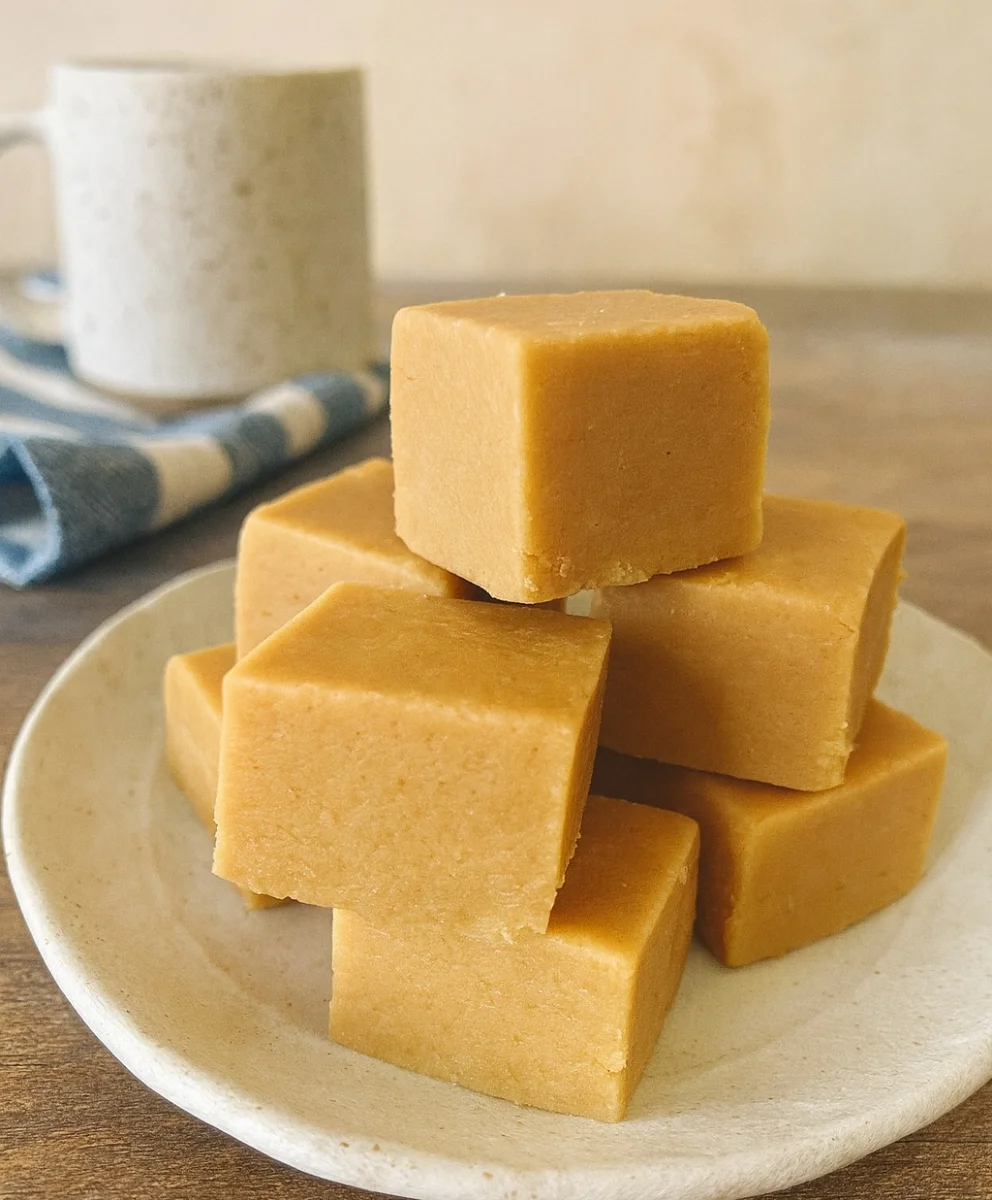 3 Ingredient Peanut Butter Fudge in a baking pan