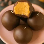 No-bake Chocolate Peanut Butter Balls on a platter