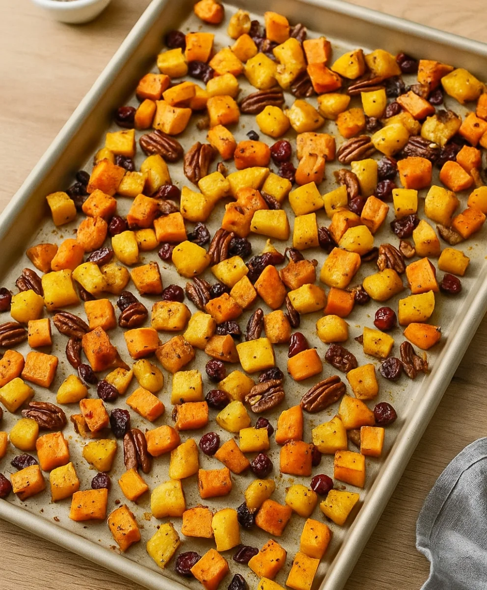Cranberry-Pecan Roasted Fall Vegetables with Butternut Squash