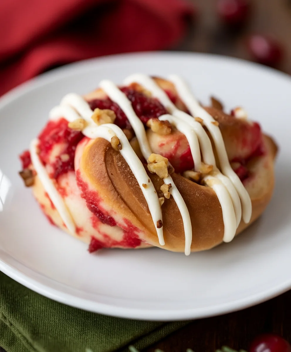 Homemade Cranberry Sweet Rolls with Cream Cheese Drizzle