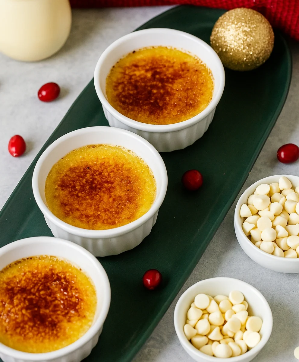Cranberry and White Chocolate Creme Brûlée with Fresh Cranberries