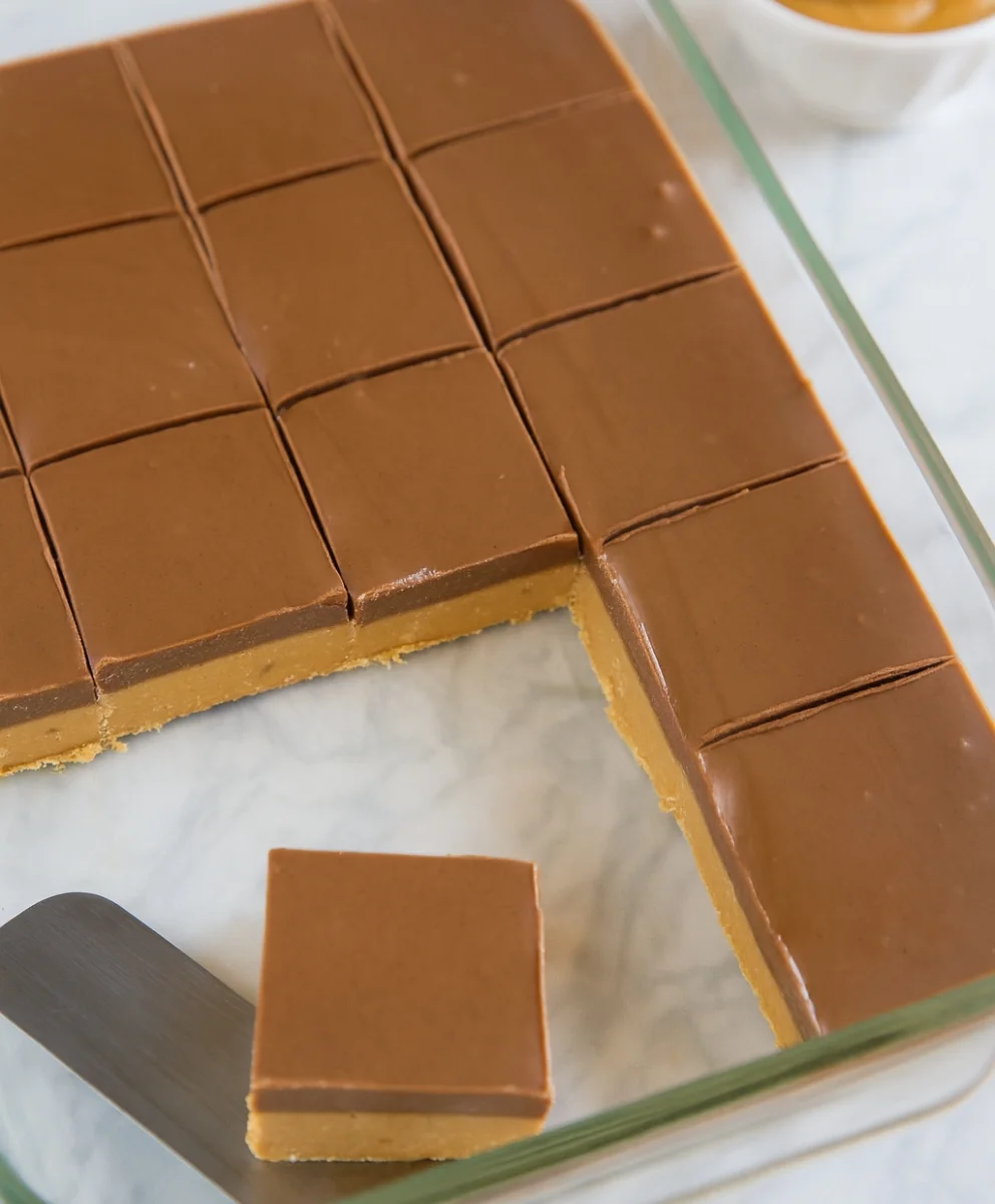 Homemade Reese’s Fudge Treat Homemade Reese’s Fudge topped with melted chocolate