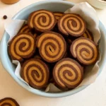 No Bake Chocolate Peanut Butter Pinwheels on Serving Plate