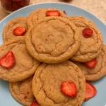 Soft and chewy strawberry cookies with freeze-dried strawberries