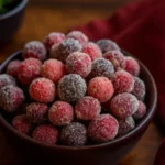 Fresh Sugared Cranberries on a Holiday Dessert Table