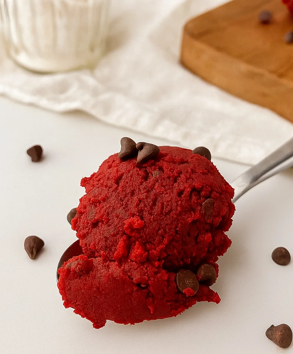 Gourmet Best Edible Red Velvet Cookie Dough in a Bowl