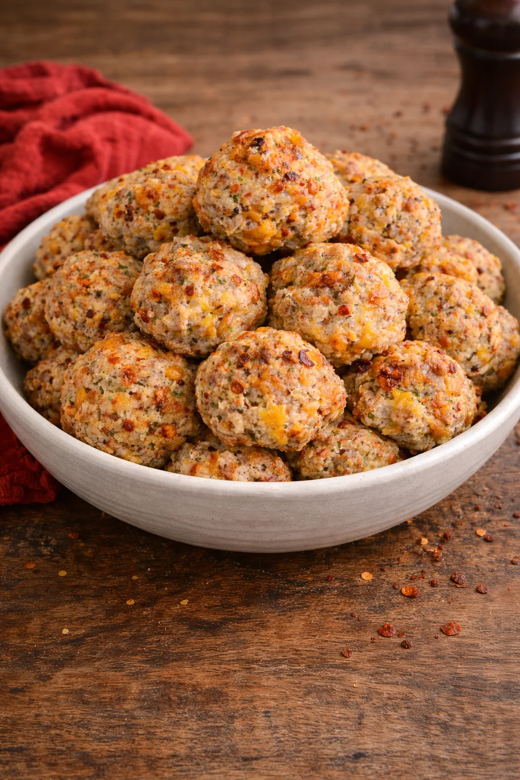 Cheddar Bay Sausage Balls with Red Lobster Biscuit Mix