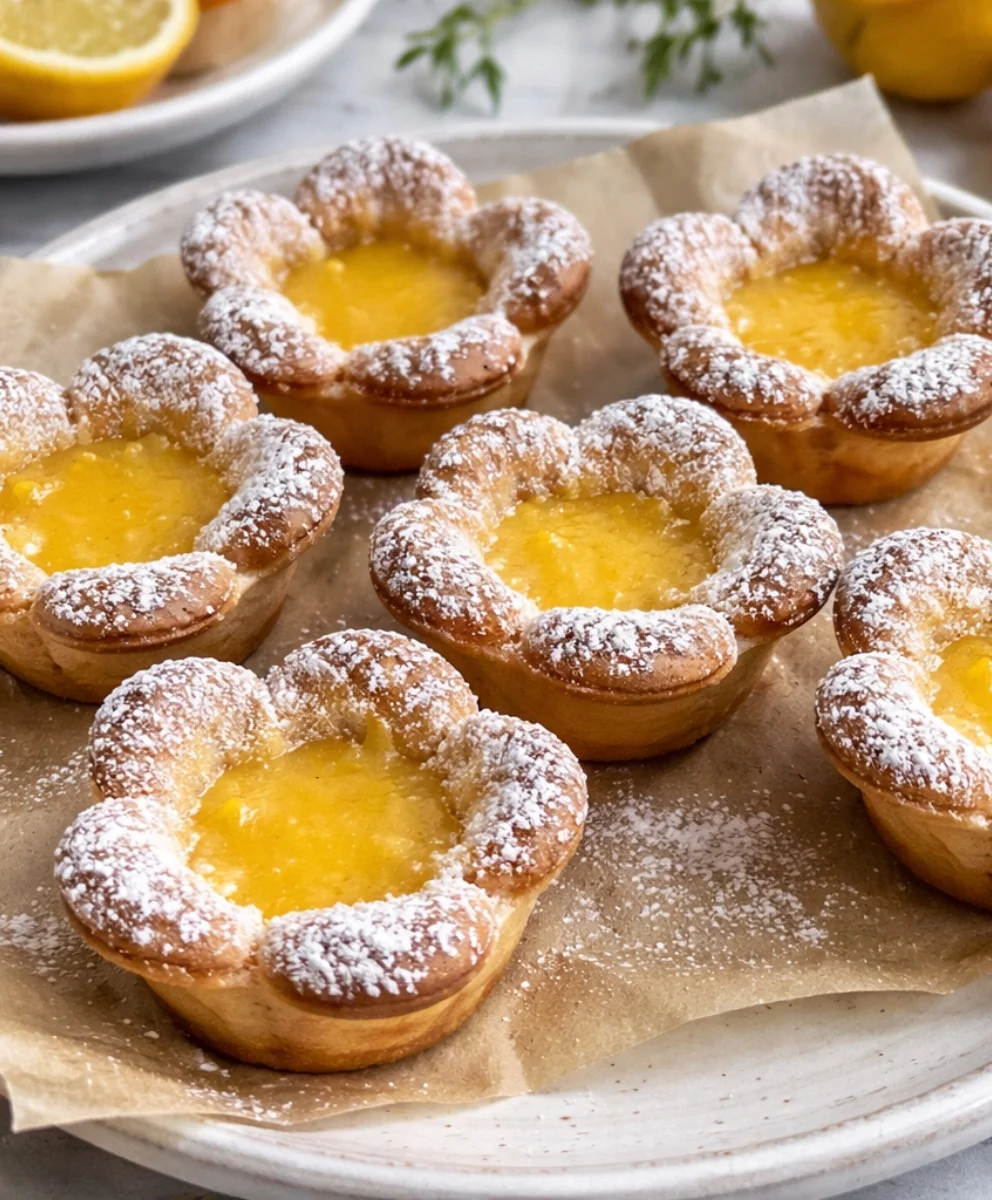 Mini Lemon Flower Tarts with fresh lemon curd