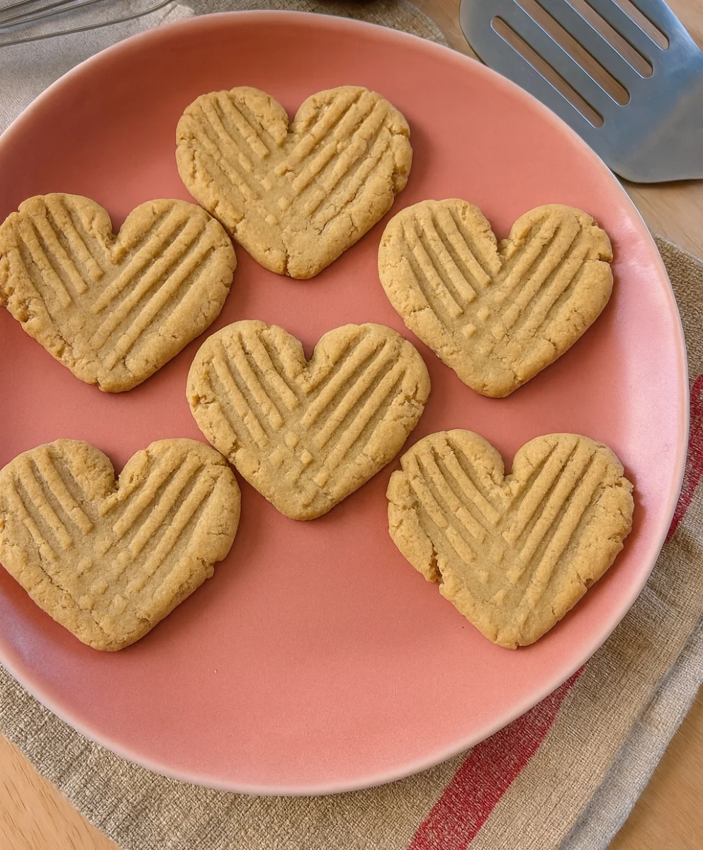 Heart Shaped Peanut Butter Cookies with Chocolate Drizzle