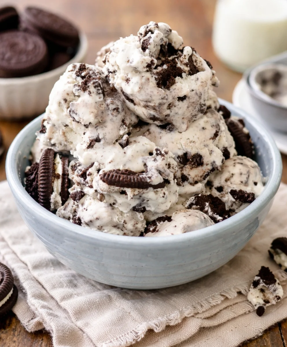 No-churn Oreos ice cream with toppings