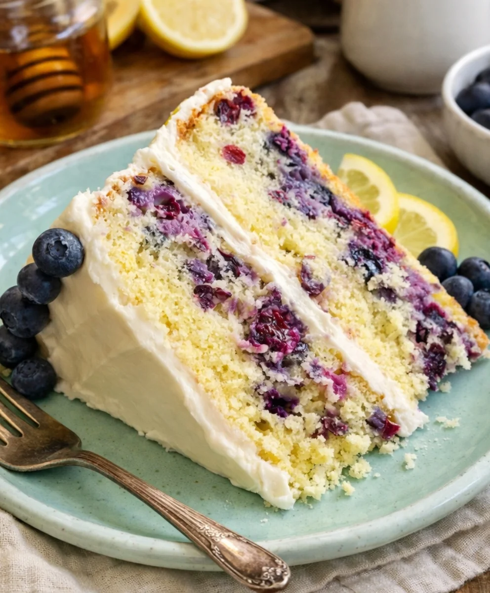 Moist Lemon Blueberry Cake with Fresh Blueberries