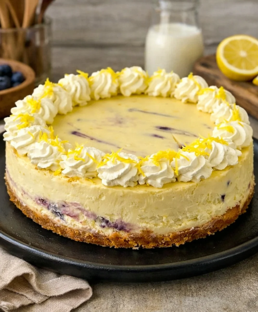 Simple No-Bake Cheesecake No-Bake Lemon Blueberry Swirl Cheesecake