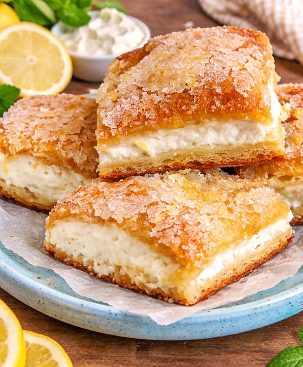 Golden Lemon Cream Cheese Bars Freshly baked lemon cream cheese bars with a golden crust