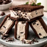 Malted Milk Cookies n’ Cream Ice Cream Sandwiches with chocolate wafer cookies