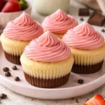 Neapolitan Cupcakes with Strawberry Buttercream Frosting