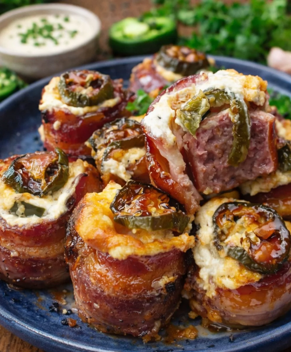 BBQ pig shots with cream cheese and honey glaze