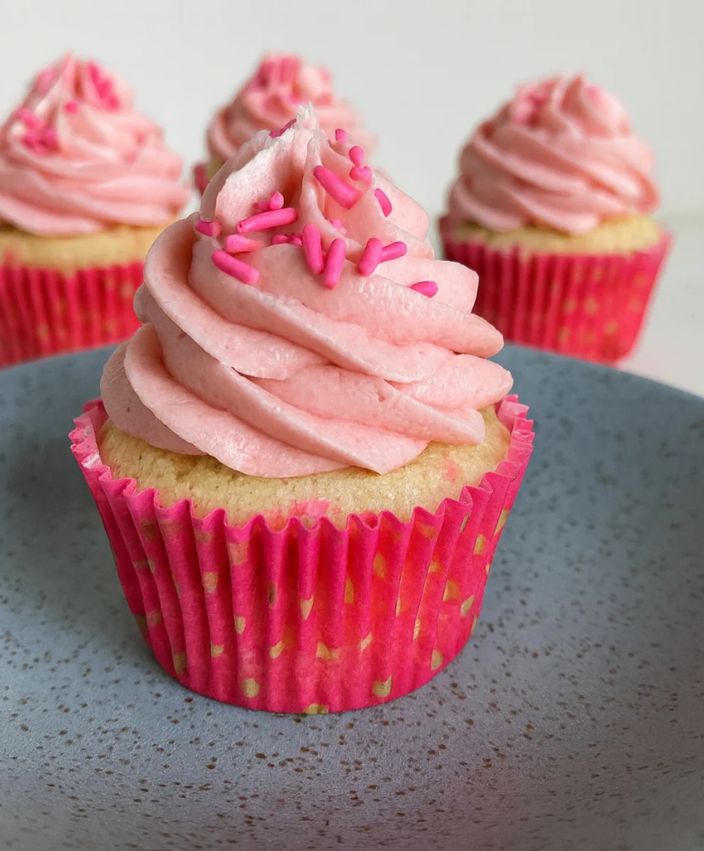 Decorated Pink Confetti Cupcakes for Birthday Parties