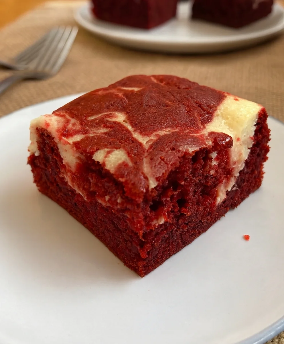 Decadent Homemade Red Velvet Cheesecake Brownie Recipe with Cream Cheese Swirl