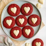 Red Velvet Sugar Cookies with White Chocolate Hearts