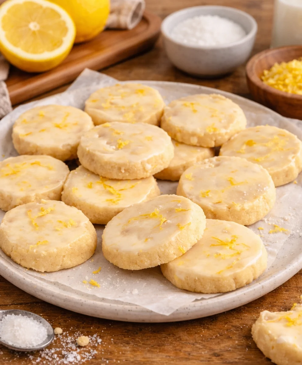 Chilled Dough Logs of Slice and Bake Lemon Shortbread Cookies